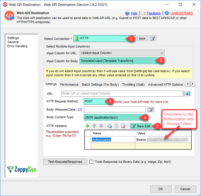 SSIS REST API Destination - Configure